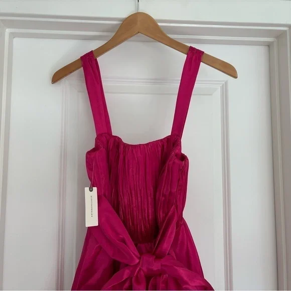 Anthropologie Satin bow Mini Dress Size 6 - Picture 3 of 8
